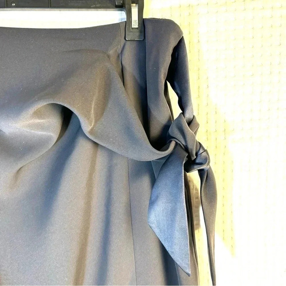 EMPORIO ARMANI Women Approx Sz 10 Midi Skirt Side Zip Tux Tie Front Slit Unlined - Picture 8 of 15